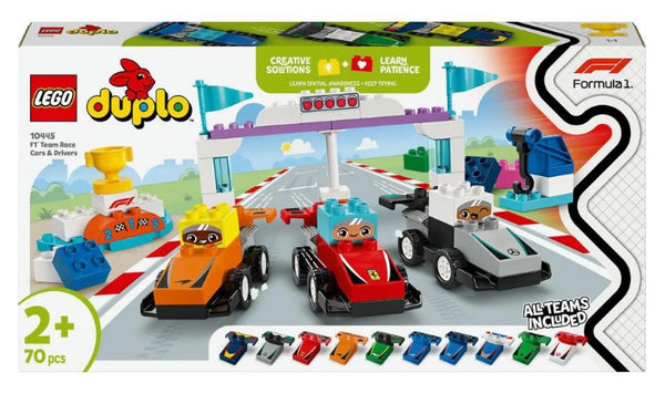 Lego Duplo Town F1 Team Rennautos mit Rennfahrern 10445